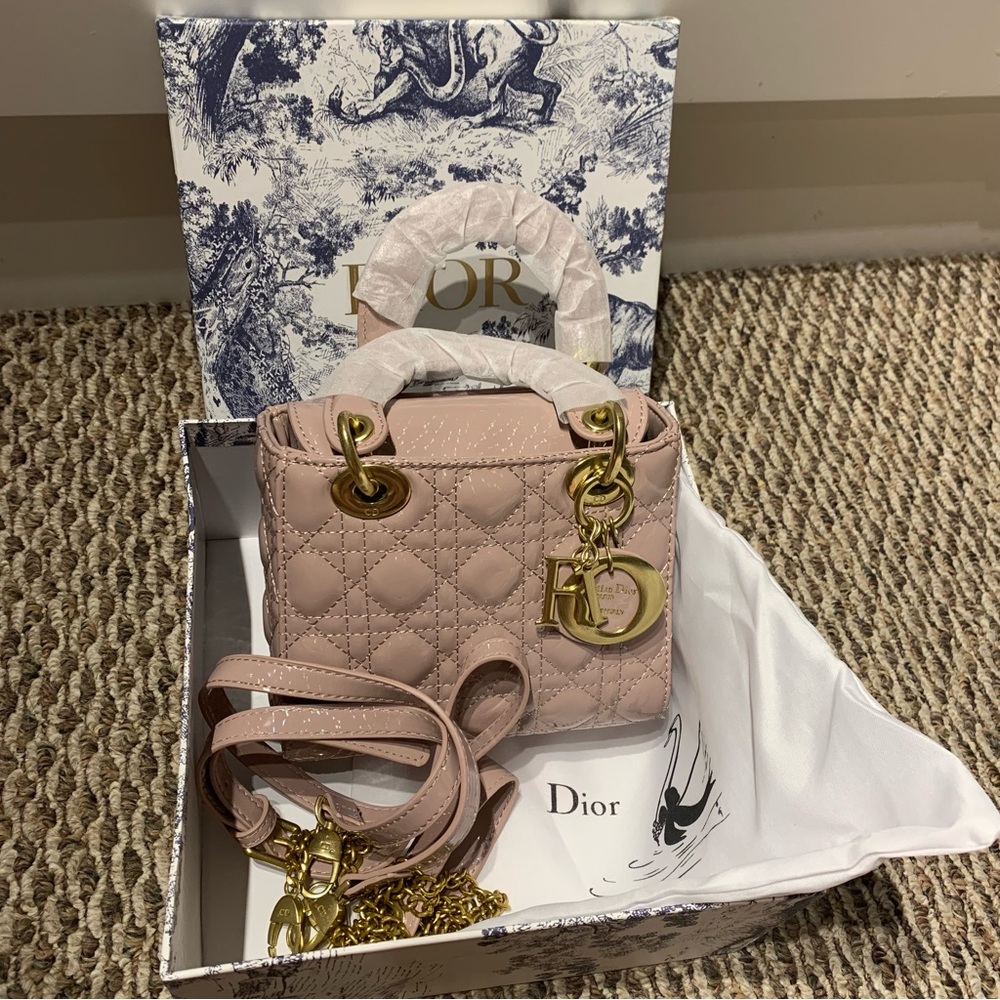 CD Lady dioooor mauve patent small inspired